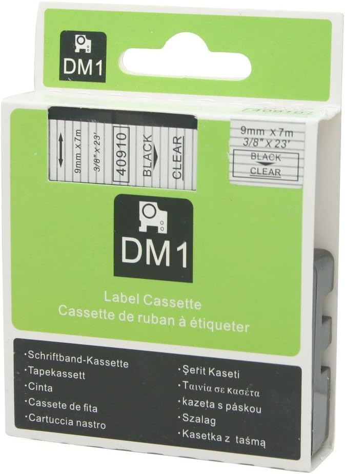 IDIK Compatible Label Tape Replacement for DYMO D1 40910 Black Print on Clear Tape, 3/8''(9mm) W x 23' L for Dymo LabelManager 160 280 420P PnP 360D 450 210D - Image 2